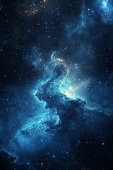Wall Mural - A blue sky with a large cloud in the middle. The sky is filled with stars and the cloud is very large
