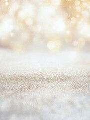 elegant gold and white glitter background with bokeh lights for festive occasions and celebrations