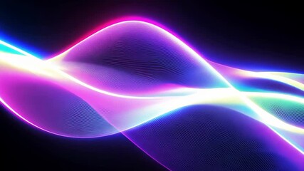 Wall Mural - colorful abstract bright light energy: 4k video of smooth lines and waves on a black background