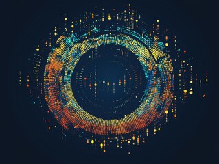 Wall Mural - abstract data visualization of a circular network with connected points and lines