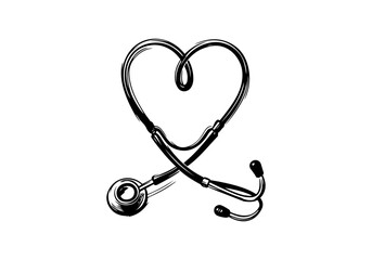 Stethoscope hand drawn vector illustration