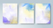 © REZI - Set of cards with bright colorful vector watercolor background. Design for your date, postcard, banner.
