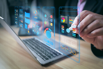ux ui, mobile app user interface designs, digital software, mobile app development concept. planning