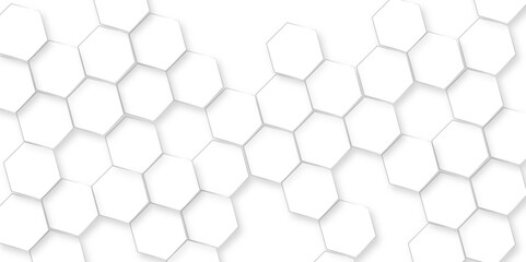 Canvas Print - abstract white lines hexagons honeycomb wallpaper, modern futuristic wallpaper, futuristic nature ba
