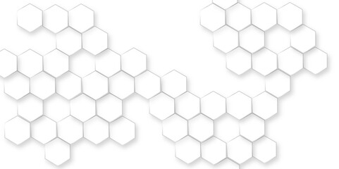 Canvas Print - abstract white lines hexagons honeycomb wallpaper, modern futuristic wallpaper, futuristic nature ba