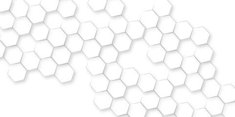 Canvas Print - abstract white lines hexagons honeycomb wallpaper, modern futuristic wallpaper, futuristic nature ba