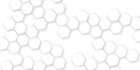 Canvas Print - abstract white hexagon concept background, abstract white geometric mesh cells texture, luxury white