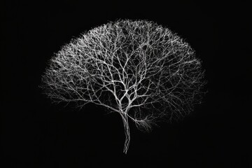 Abstract White Tree Branches Night Sky Dark Background Detailed Graphic Design art cold line black  