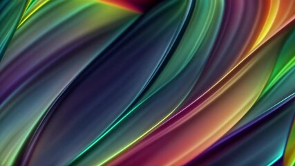 Wall Mural - Abstract pattern of colorful lines and waves that swirl and twist, vibrant hues of purple, green, yellow, and blue create an abstract and dynamic effect. Loop animation, seamless endless footage.