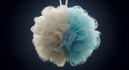 Two-Toned Bath Sponge with Delicate Texture and Dark Background