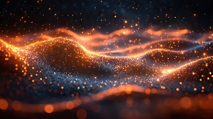 Wall Mural - Abstract representation of quantum particles interacting, visualized as shimmering points of light and energy.