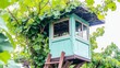 © Artajar - Whimsical treehouse hideaway nestled in lush green foliage a childhood fantasy for adventurous backyard games summer escapes and nature observation