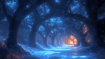 Wall Mural - cerulean echoes resonate, whispering forgotten melodies across crystalline spires under a twilight c