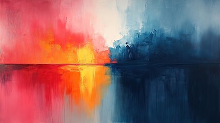 Wall Mural - harmonious blend of warm and cool colors in an abstract painting, evoking a sense of tranquility and