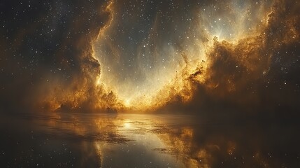 Wall Mural - nebulous clouds swirling across the night sky, partially obscuring the stars and creating an etherea