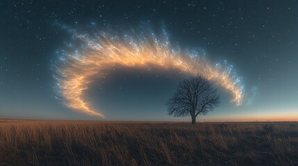 Wall Mural - nebulous clouds swirling across the night sky, partially obscuring the stars and creating an etherea