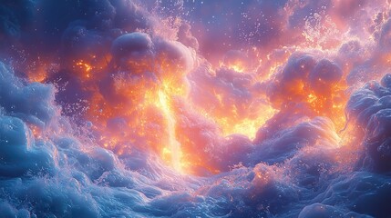 Wall Mural - Opaline bubbles drift upwards from a deep-sea vent, carrying with them strange and wondrous life forms.