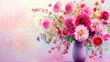 © Friendly Studio - Vibrant pink flowers reaching tall from a vase, perfectly matching the soft pastel background for a serene and cohesive scene