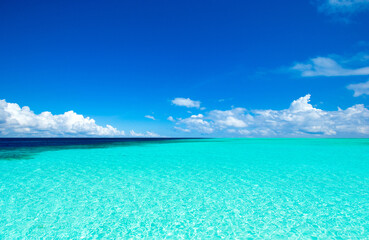 Fototapete - Blue sea and blue sky. Beach and sea.