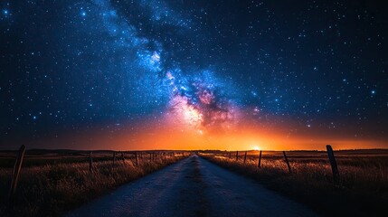 Wall Mural - starry night sky filled with countless twinkling stars and the swirling band of the milky way galaxy