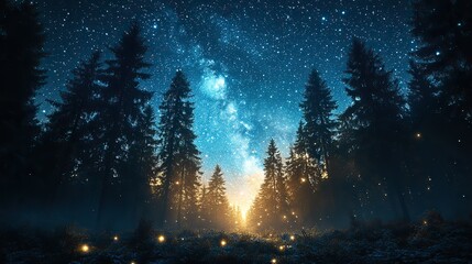 Wall Mural - Stars twinkle brightly in the clear, cold air, seemingly closer and more numerous than in warmer months.