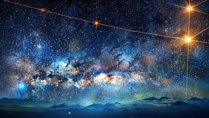 Wall Mural - Cosmic Dream A Celestial Journey Through Starry Skies and Majestic Mountains