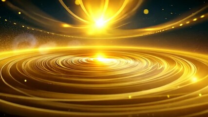 Wall Mural - Golden swirling vortex of light radiating from a central source