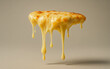 © Celt Studio - Melted mozzarella cheese slice dripping deliciously isolated floating tasty hot fresh food tempting appetizing pizza concept background texture advertising