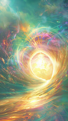 Wall Mural - a glowing energy wave emanating from a mystical bow, creating shimmering ripples through the air, se
