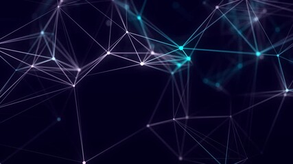 Wall Mural - connection of colored lines and shapes in space. big data visualization. digital background. 3d rend