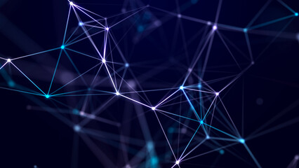 Wall Mural - connection of colored lines and shapes in space. big data visualization. digital background. 3d rend