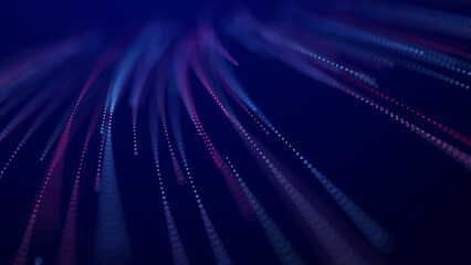 Wall Mural - abstract bright wave of glowing particles. the flow of musical sounds. big data visualization. 3d re