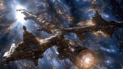 Wall Mural - Interstellar Nebulae Swirls of Cosmic Dust and Gaseous Clouds Breathtaking Space Galaxy Infinite Universe Backdrop Generative AI