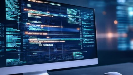 Night Coding Session:  Computer Screen Displaying Lines of Code