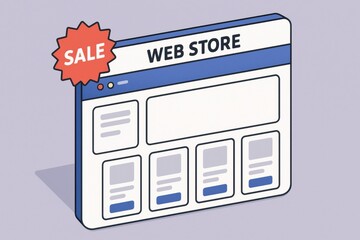 Poster - Web Store With Sale Announcement Showcasing Product Sections and Limited Time Offer for Online Shoppers Generative AI