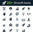 © MZakeer - Modern Growth & Development Icons – Minimalist Black and White Vector Set for Business and Startup Design