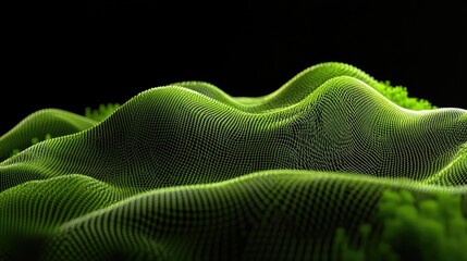 Poster - Green energy wave pattern flowing through 3D digital lines and nodes, computer-generated