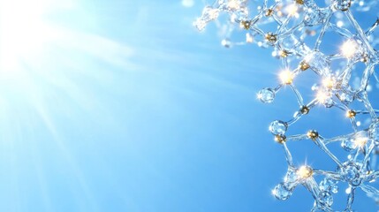 Poster - Clean and professional medical background with molecules floating over a soft blue gradient