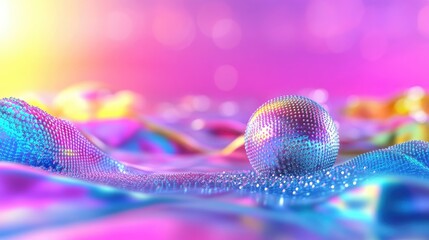 Poster - Abstract sphere gradient background with shiny halftone pop dots on soft colorful backdrop