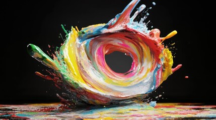 Wall Mural - abstract paint vortex twisting in space, dynamic liquid shape captured mid-motion, 3d style