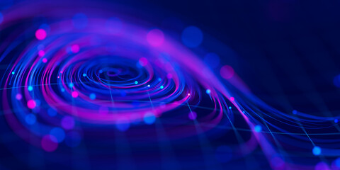 Wall Mural - closeup of big data swirl patterns in futuristic cyberspace. whirl flow of data in quantum digital n