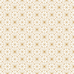 Wall Mural - geometric seamless pattern background featuring interlocking octagons and square, and gold lines in 