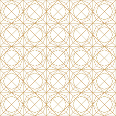 Wall Mural - seamless geometric pattern background with thin gold line squares, and octagons in arabesque style, 