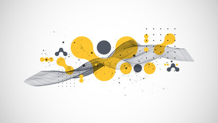 Aufkleber - The abstract wave is made in a frame style. Template for science and technology presentation. Vector art.