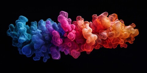 Wall Mural - a vibrant and colorful abstract cloud of smoke. this digital art piece features flowing hues of blue