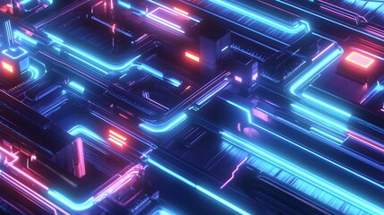 Wall Mural - abstract futuristic design with vibrant neon lines.