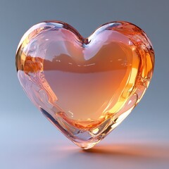 Wall Mural - A rendered heart-shaped glass form with warm hues.