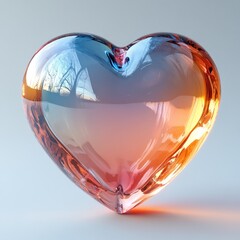 Wall Mural - A vibrant, translucent heart shape, reflecting light.