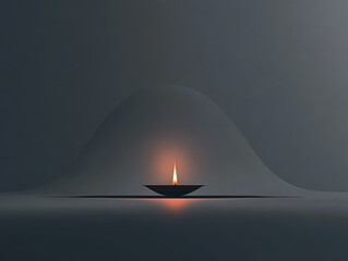 Wall Mural - candle is lit in a bowl. the bowl is on a table