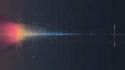 Wall Mural - abstract digital graphic with light rays and data points.